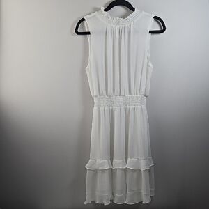 Emma & Michele White Sleeveless Mock Neck Sundress